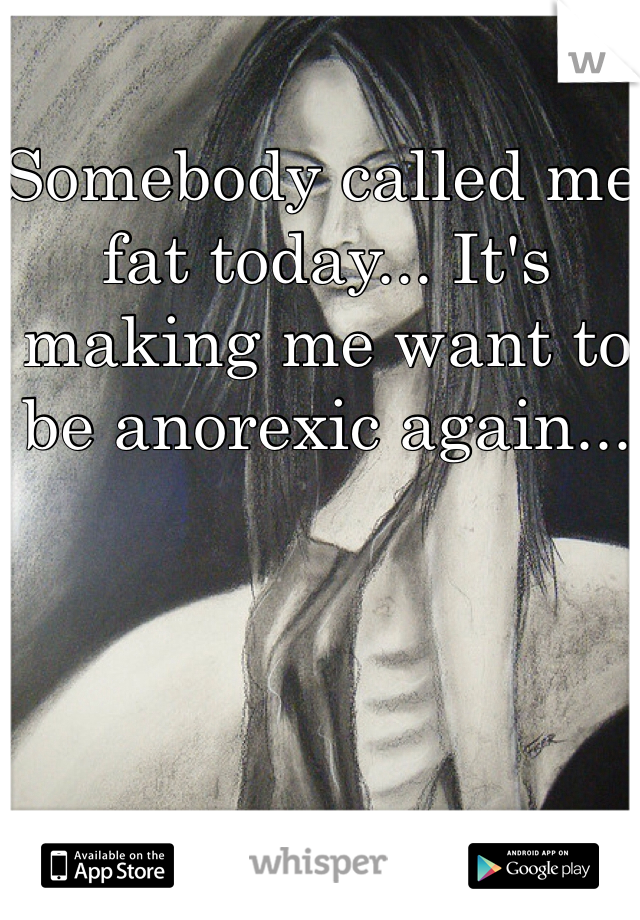 Somebody called me fat today... It's making me want to be anorexic again...