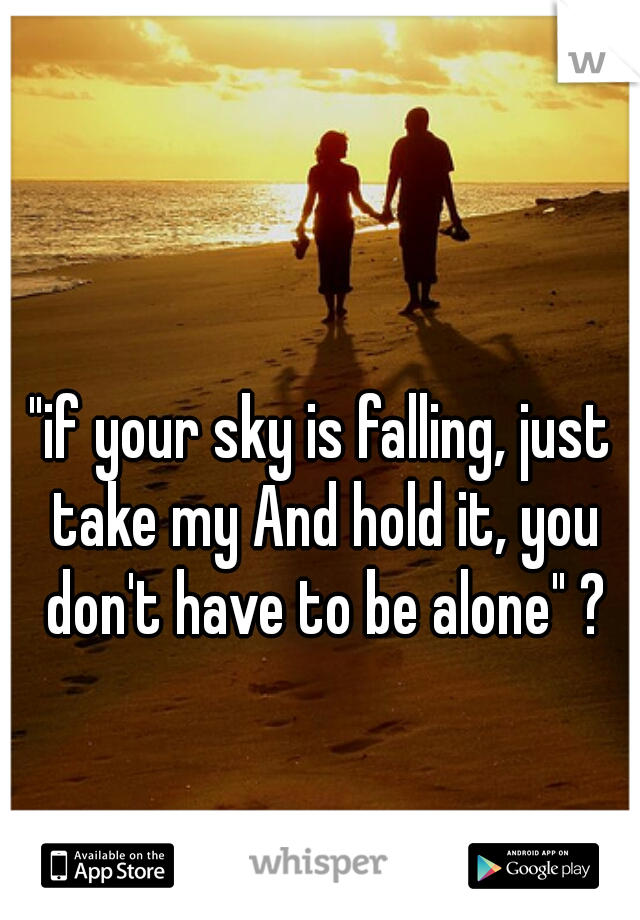 "if your sky is falling, just take my And hold it, you don't have to be alone" ?