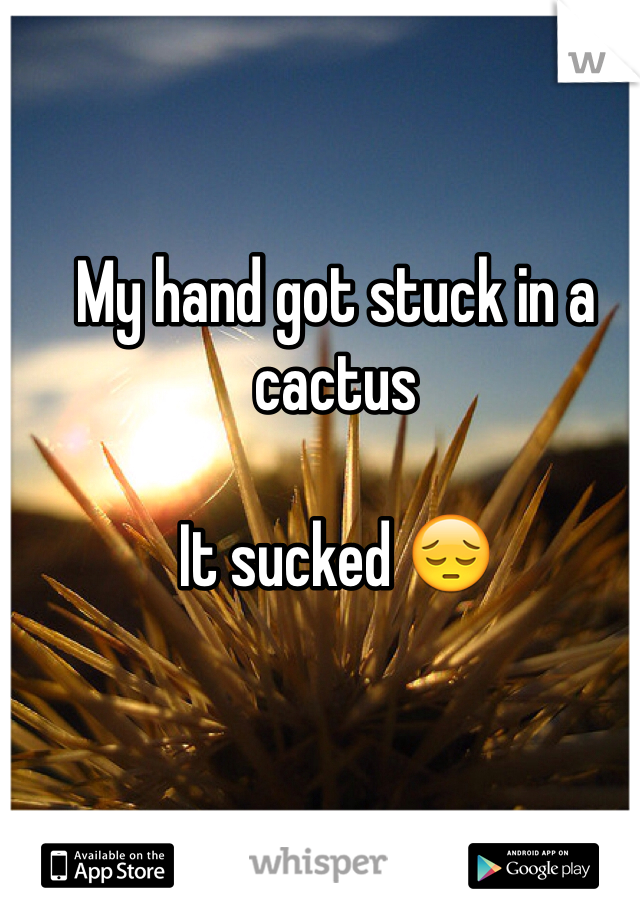 My hand got stuck in a cactus

It sucked 😔