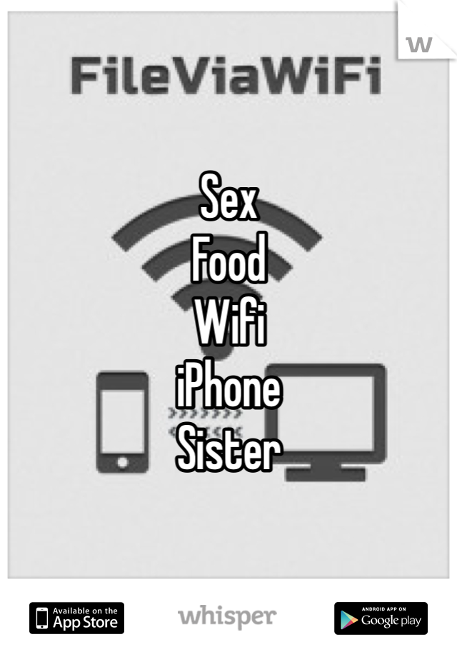 Sex
Food
Wifi
iPhone
Sister