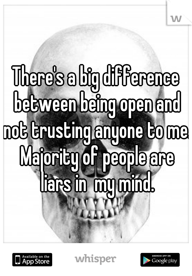 There's a big difference between being open and not trusting anyone to me. Majority of people are liars in  my mind.