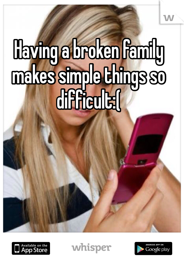 Having a broken family makes simple things so difficult:(