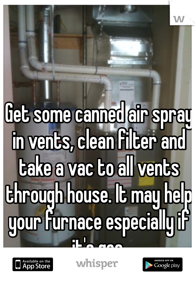 Get some canned air spray in vents, clean filter and take a vac to all vents through house. It may help your furnace especially if it's gas. 