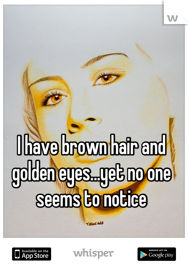 I have brown hair and golden eyes...yet no one seems to notice