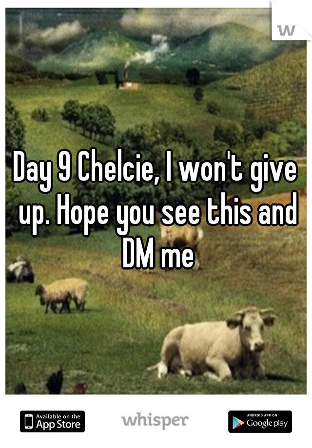 Day 9 Chelcie, I won't give up. Hope you see this and DM me