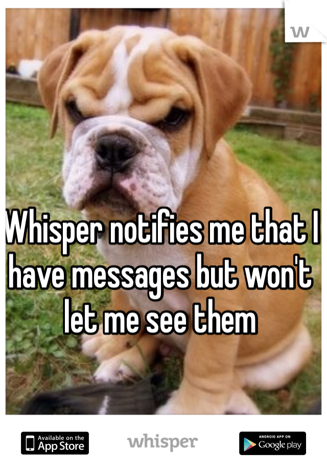 Whisper notifies me that I have messages but won't let me see them 