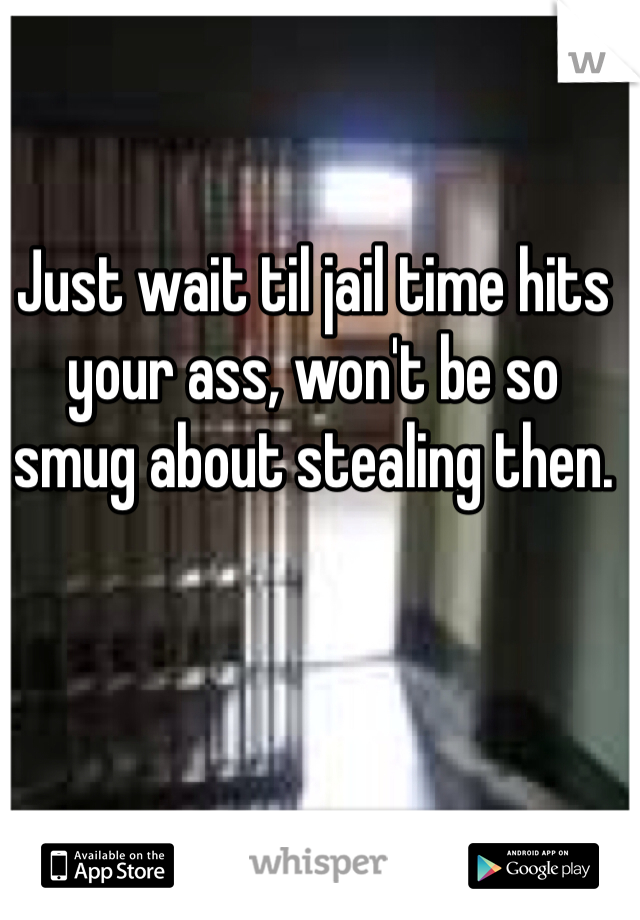 Just wait til jail time hits your ass, won't be so smug about stealing then.