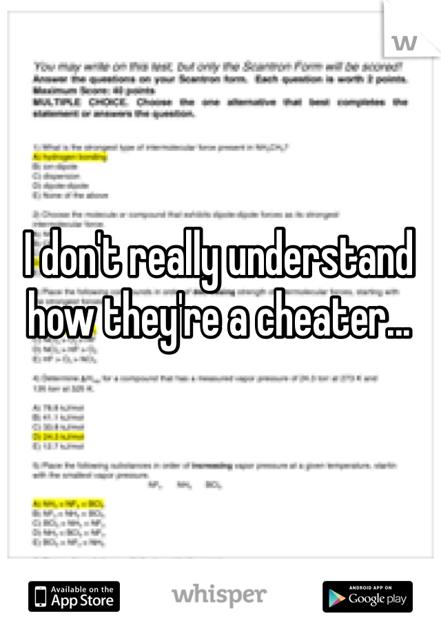 I don't really understand how they're a cheater...
