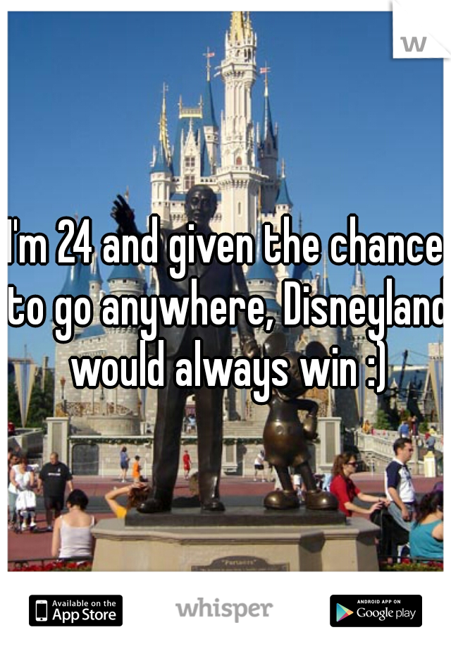 I'm 24 and given the chance to go anywhere, Disneyland would always win :)