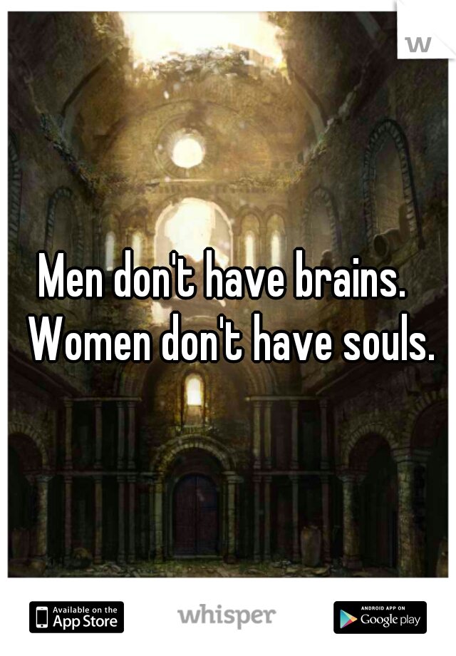 Men don't have brains.  Women don't have souls.