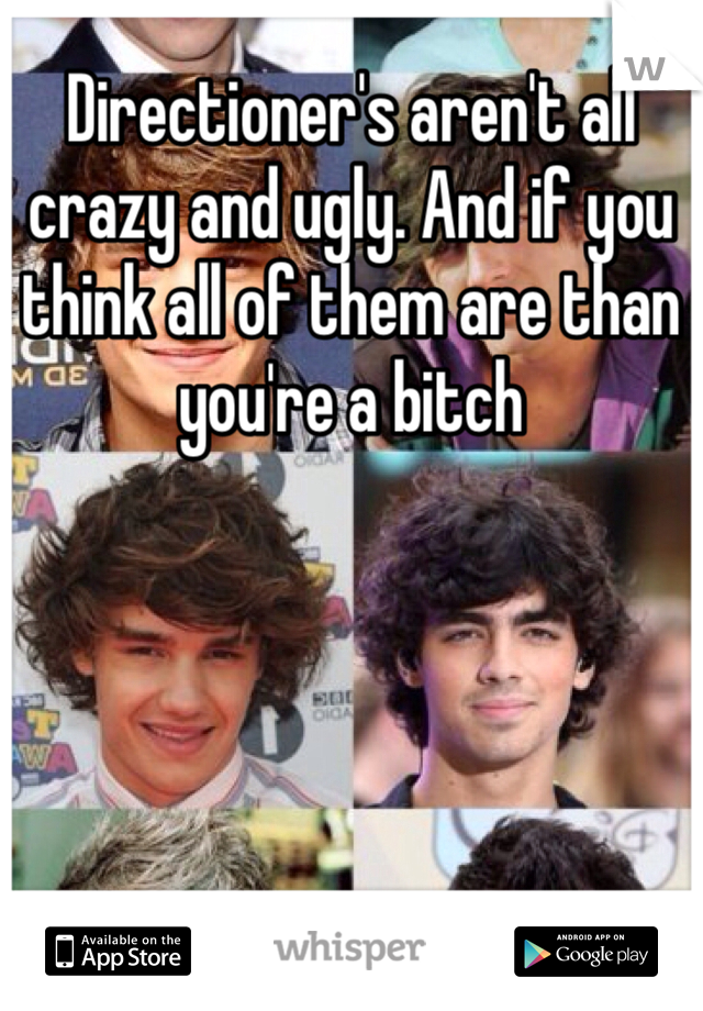 Directioner's aren't all crazy and ugly. And if you think all of them are than you're a bitch