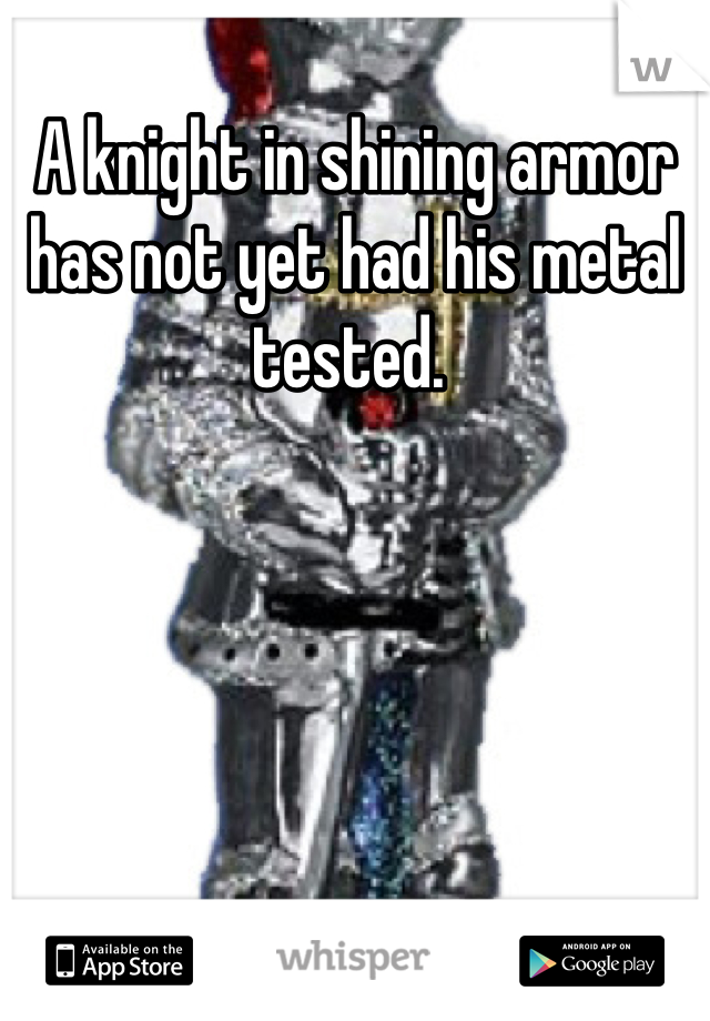 A knight in shining armor has not yet had his metal tested. 