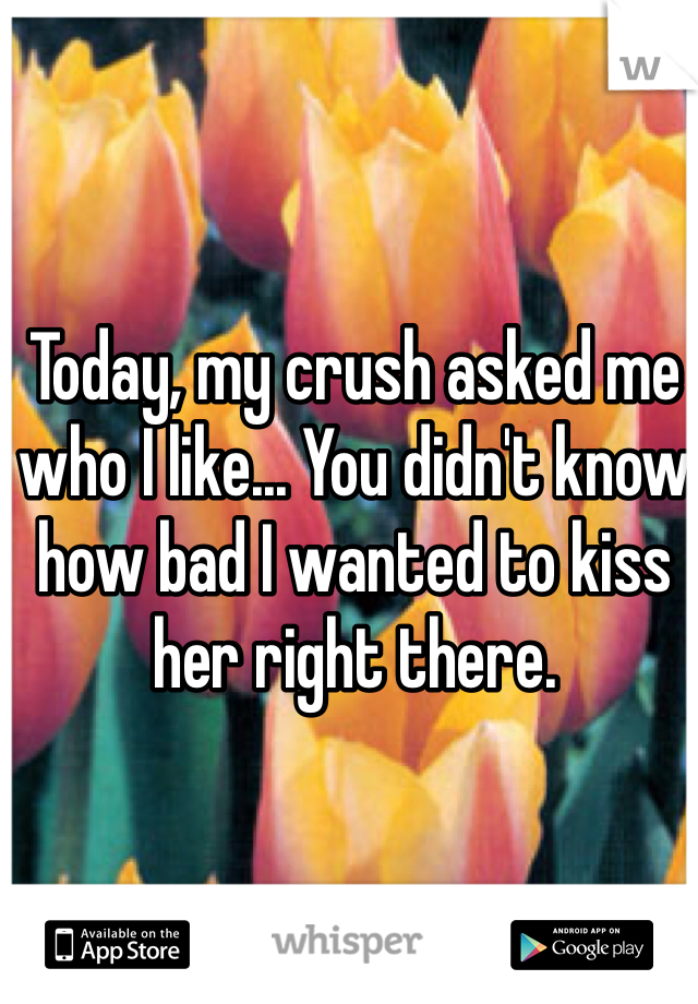 Today, my crush asked me who I like... You didn't know how bad I wanted to kiss her right there.