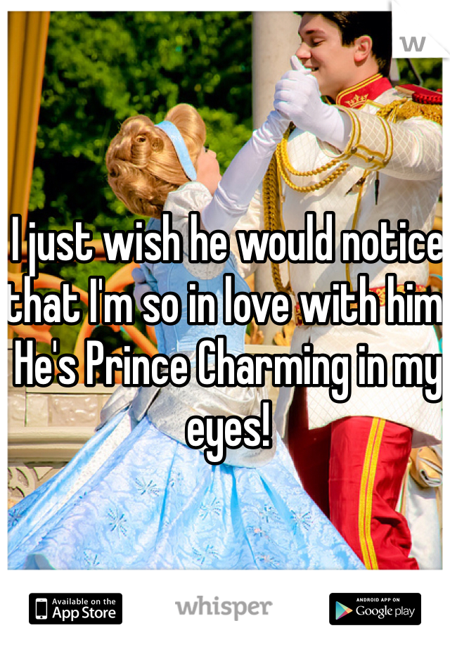 I just wish he would notice that I'm so in love with him! He's Prince Charming in my eyes! 