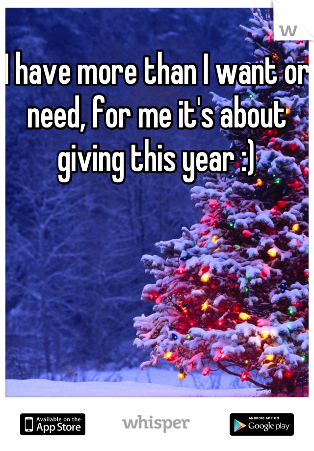 I have more than I want or need, for me it's about giving this year :)