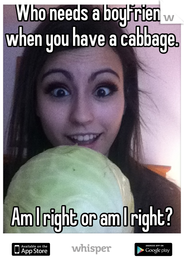 Who needs a boyfriend when you have a cabbage.






Am I right or am I right?