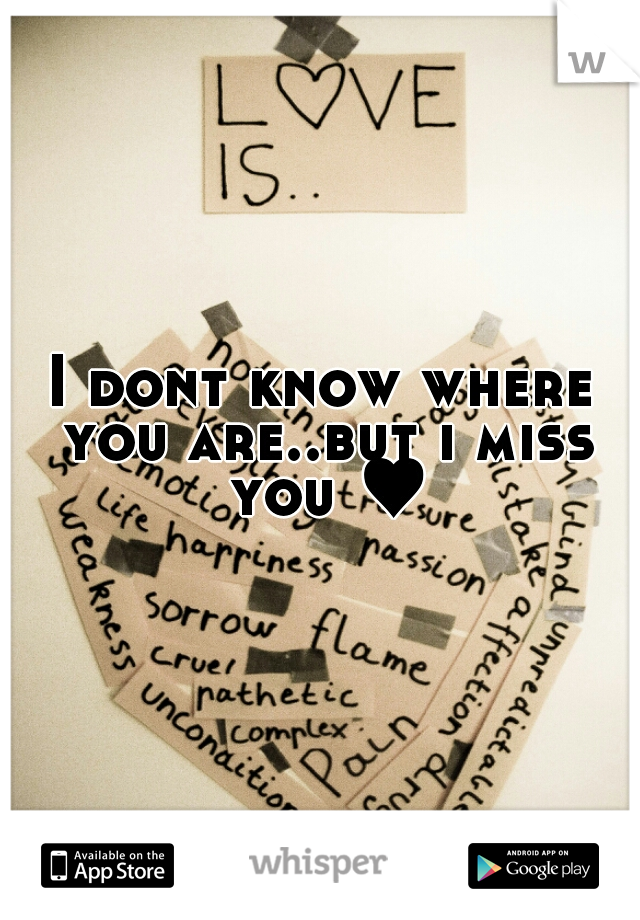 I dont know where you are..but i miss you ♥