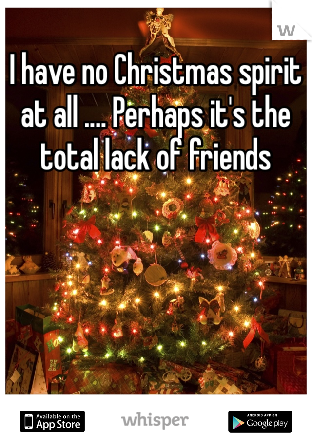 I have no Christmas spirit at all .... Perhaps it's the total lack of friends 