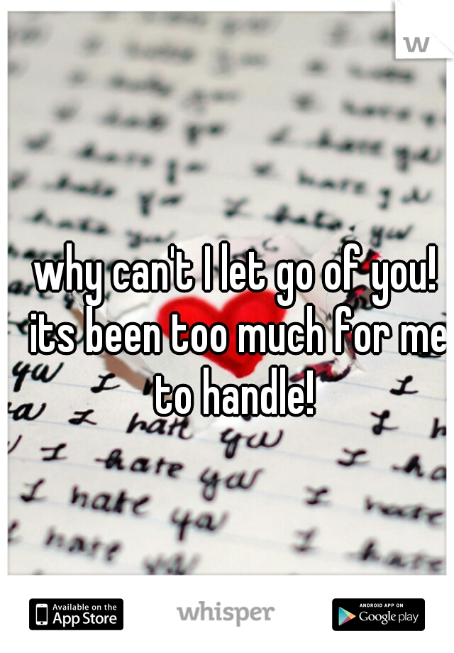 why can't I let go of you! its been too much for me to handle! 