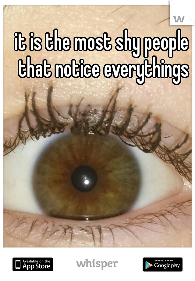 it is the most shy people that notice everythings