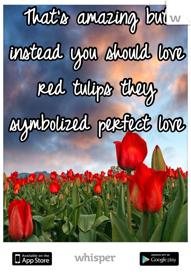 That's amazing but instead you should love red tulips they symbolized perfect love