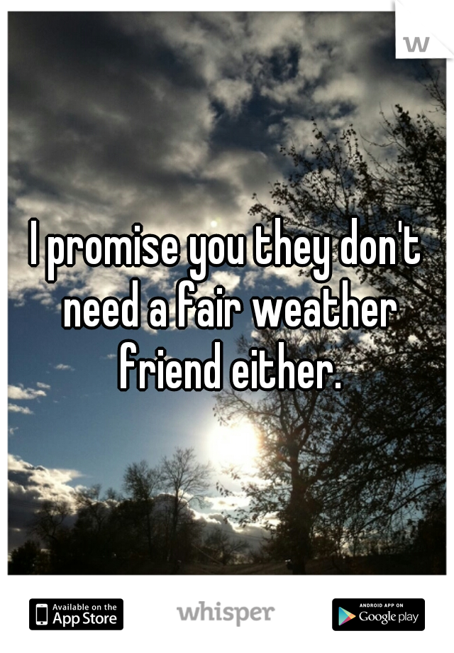 I promise you they don't need a fair weather friend either.
