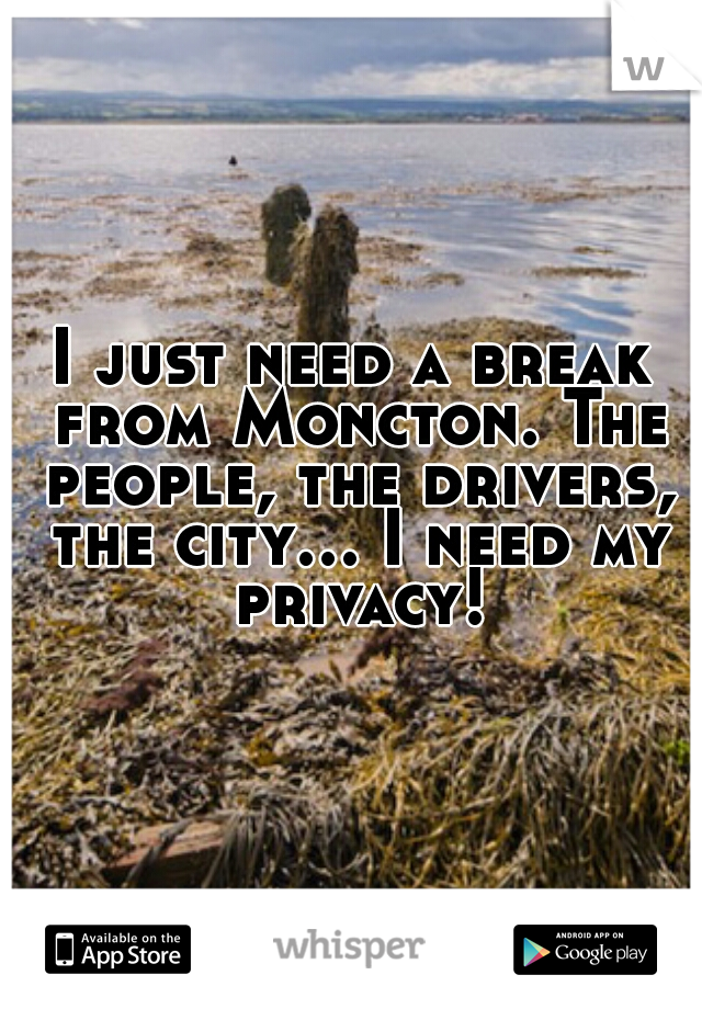 I just need a break from Moncton. The people, the drivers, the city... I need my privacy!