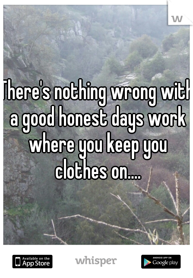 There's nothing wrong with a good honest days work where you keep you clothes on....