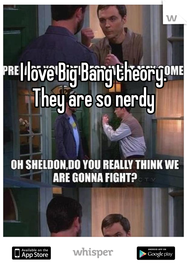 I love Big Bang theory. They are so nerdy