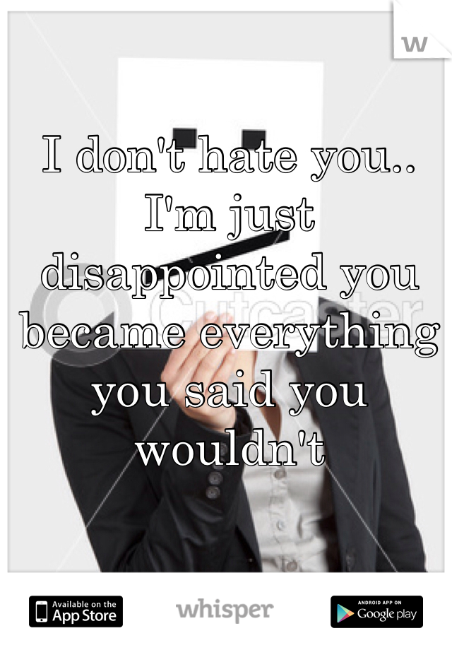 I don't hate you.. I'm just disappointed you became everything you said you wouldn't 