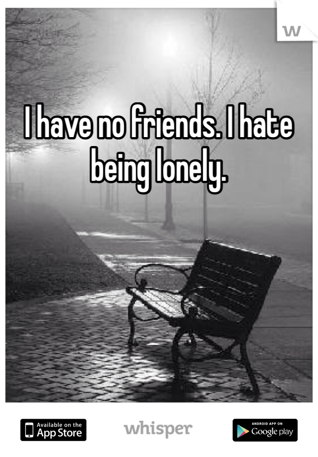 I have no friends. I hate being lonely.