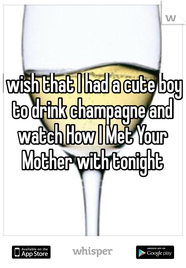 I wish that I had a cute boy to drink champagne and watch How I Met Your Mother with tonight 