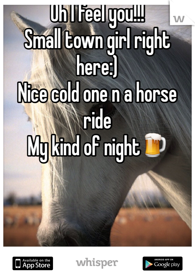 Oh I feel you!!!
Small town girl right here:)
Nice cold one n a horse ride 
My kind of night🍺