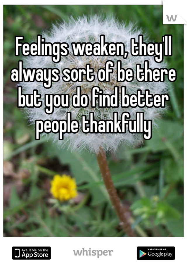 Feelings weaken, they'll always sort of be there but you do find better people thankfully