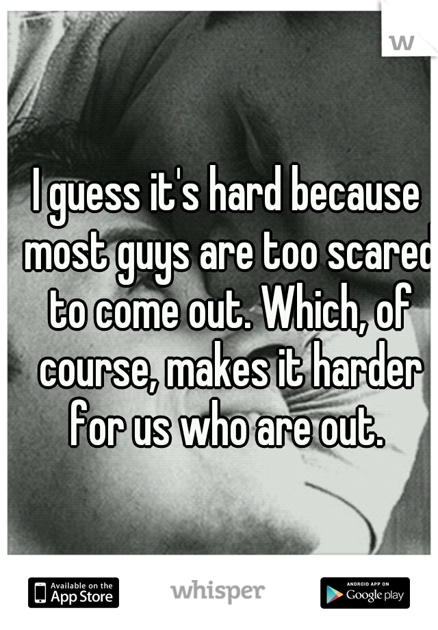 I guess it's hard because most guys are too scared to come out. Which, of course, makes it harder for us who are out. 