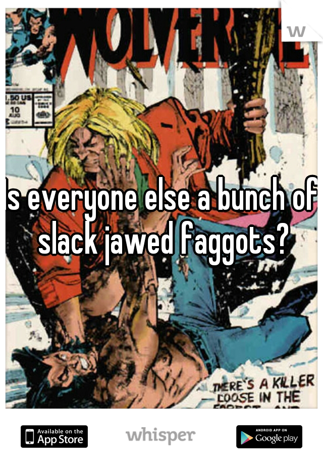 Is everyone else a bunch of slack jawed faggots?