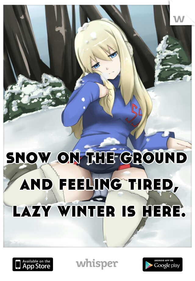 snow on the ground and feeling tired, lazy winter is here.