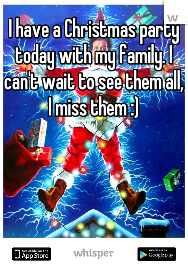 I have a Christmas party today with my family. I can't wait to see them all, I miss them :)