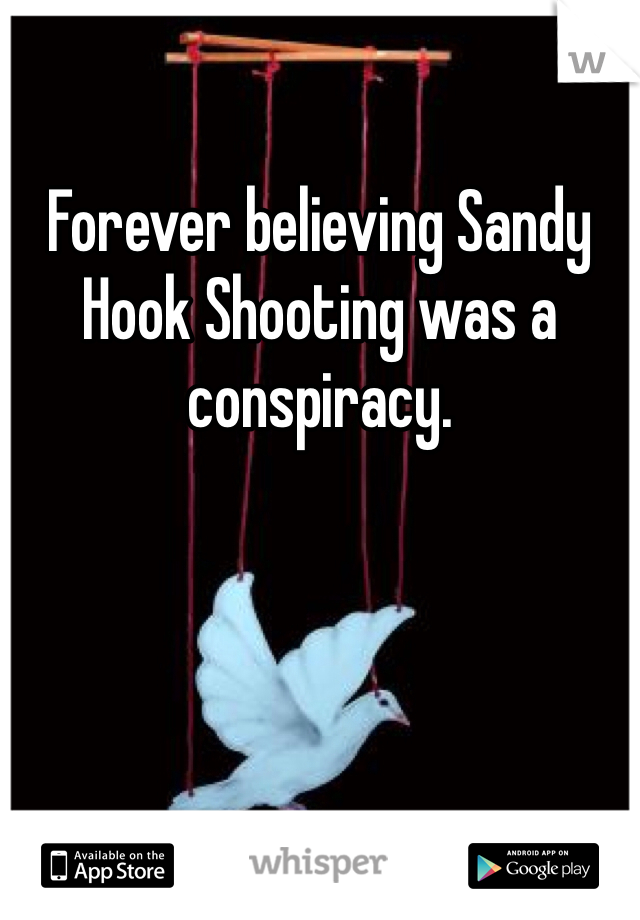 Forever believing Sandy Hook Shooting was a conspiracy. 