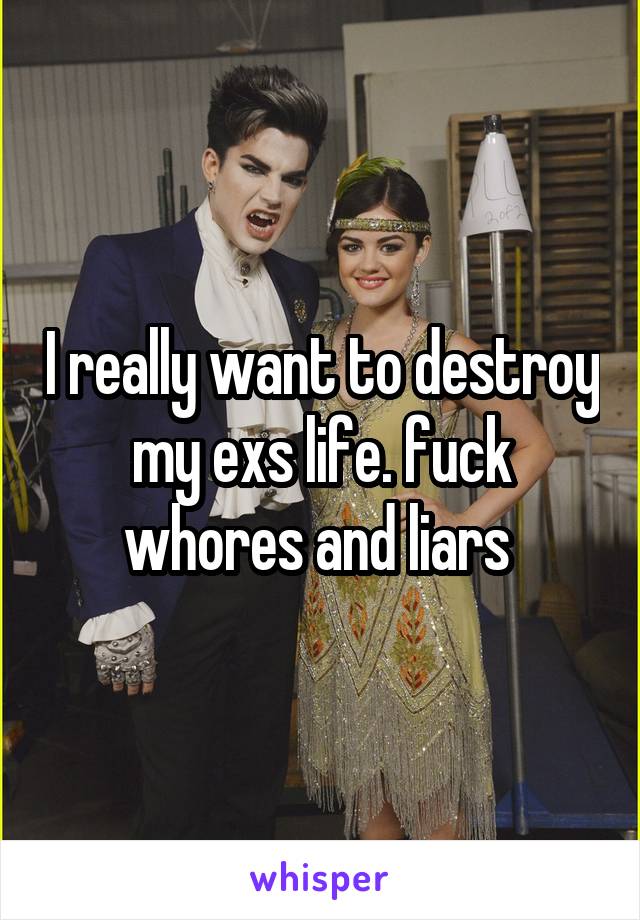I really want to destroy my exs life. fuck whores and liars 