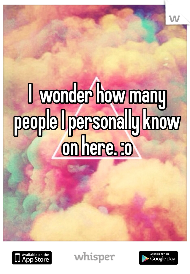 I  wonder how many people I personally know on here. :o