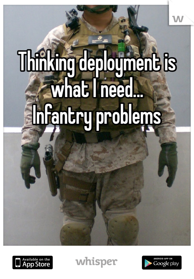 Thinking deployment is what I need...
Infantry problems 
