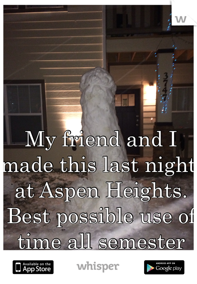 My friend and I made this last night at Aspen Heights.
Best possible use of time all semester