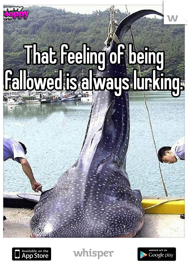 That feeling of being fallowed is always lurking. 