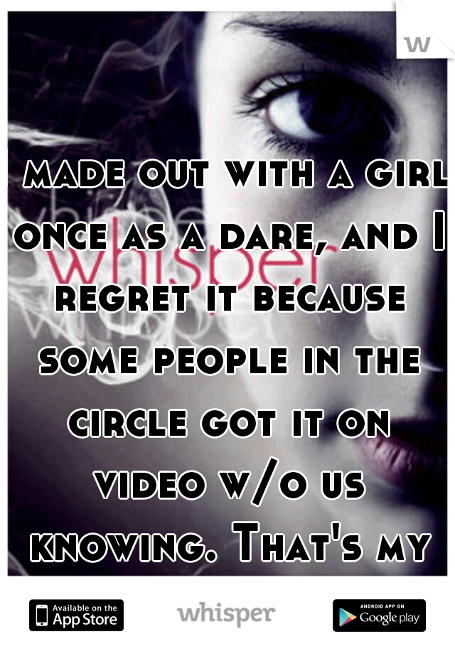 I made out with a girl once as a dare, and I regret it because some people in the circle got it on video w/o us knowing. That's my secret, what's yours?