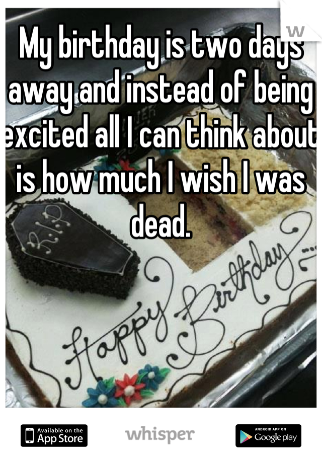 My birthday is two days away and instead of being excited all I can think about is how much I wish I was dead.