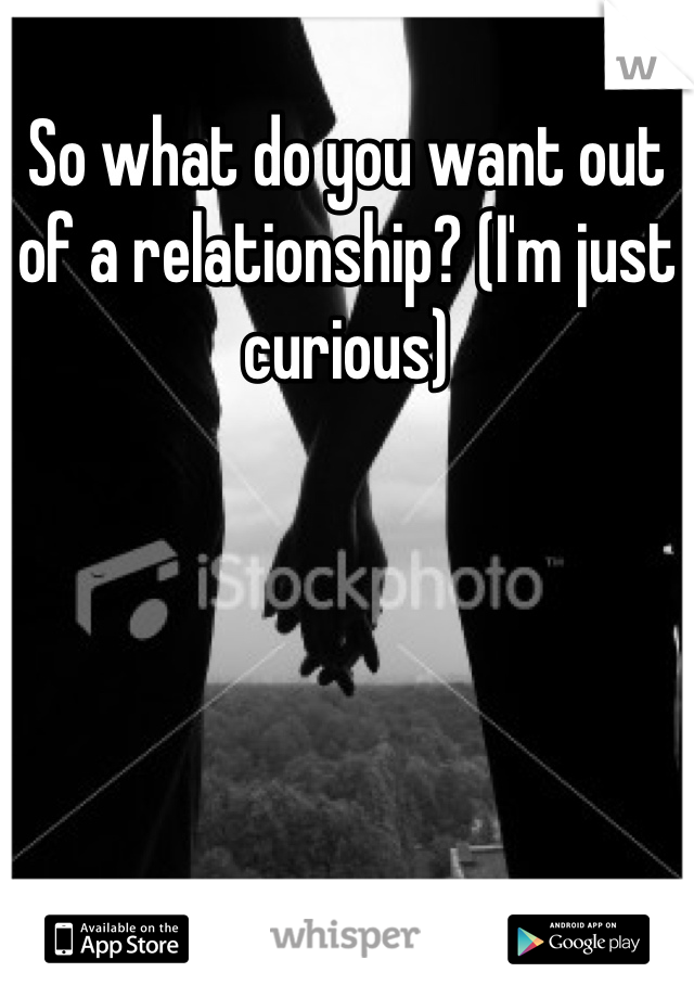 So what do you want out of a relationship? (I'm just curious)