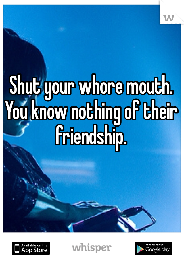Shut your whore mouth. You know nothing of their friendship. 