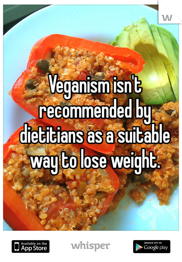 Veganism isn't recommended by dietitians as a suitable way to lose weight. 