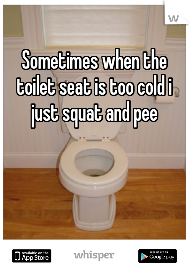 Sometimes when the toilet seat is too cold i just squat and pee 